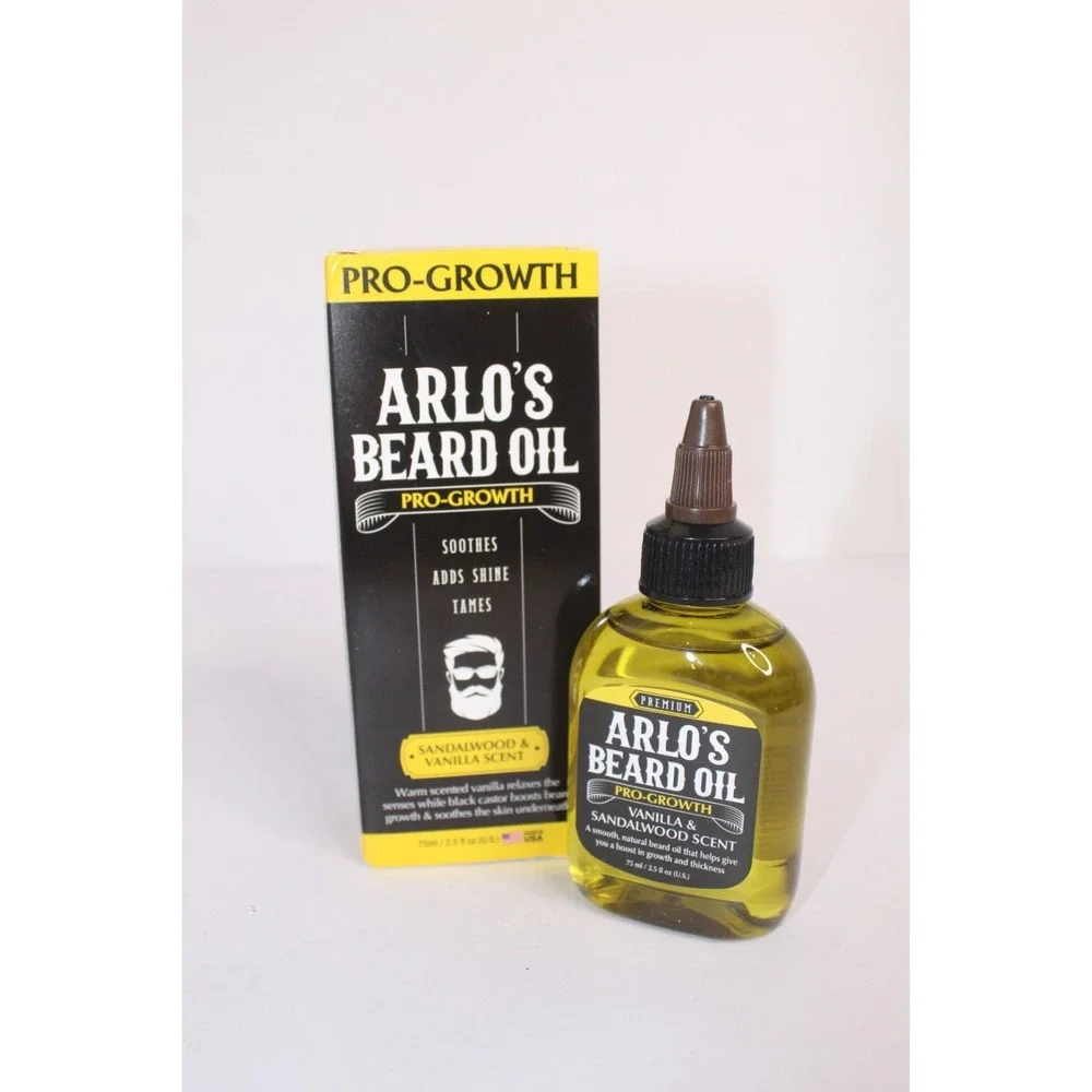 Arlo's Beard Oil Pro-Growth Sandalwood & Vanilla Scent & Castor Oil 2.5 floz NEW